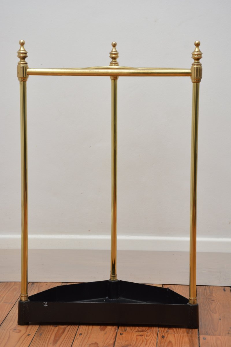 Unusual Vintage Brass Umbrella Stand Demi Lune - Image 6